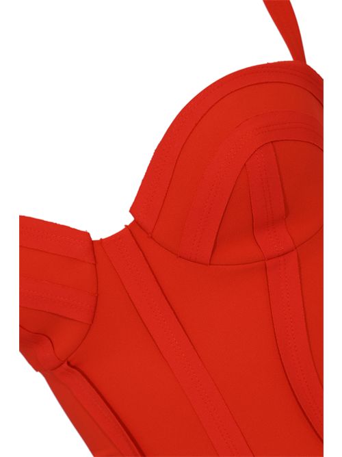 Abito in crêpe leggero con tessuto a taglio vivo Lacca Elisabetta Franchi | AB91861E2H85